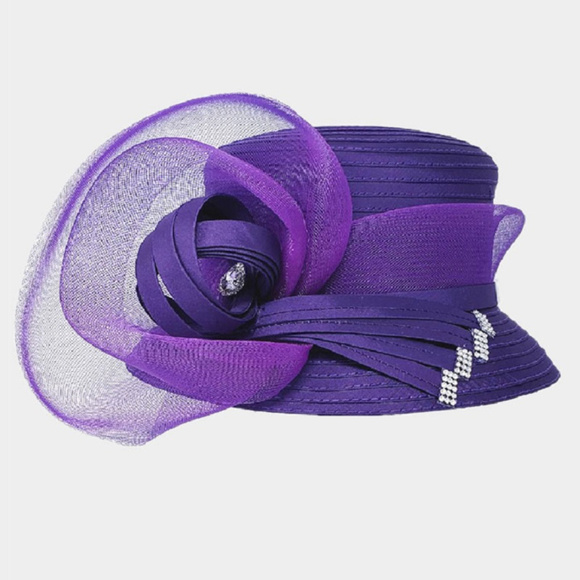 Bow Accented Flower Dressy Hat